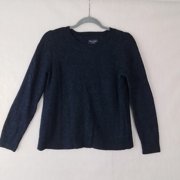 Abercrombie & Fitch Split Back Knit Sweater Size Medium in Dark Denim‎ Blue - Picture 2 of 10